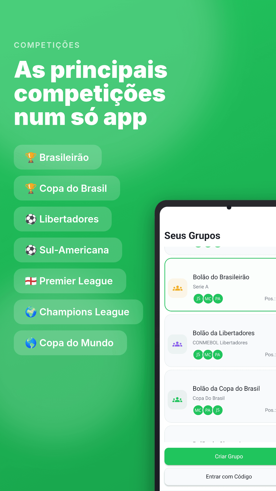 Scorik — Competições disponíveis